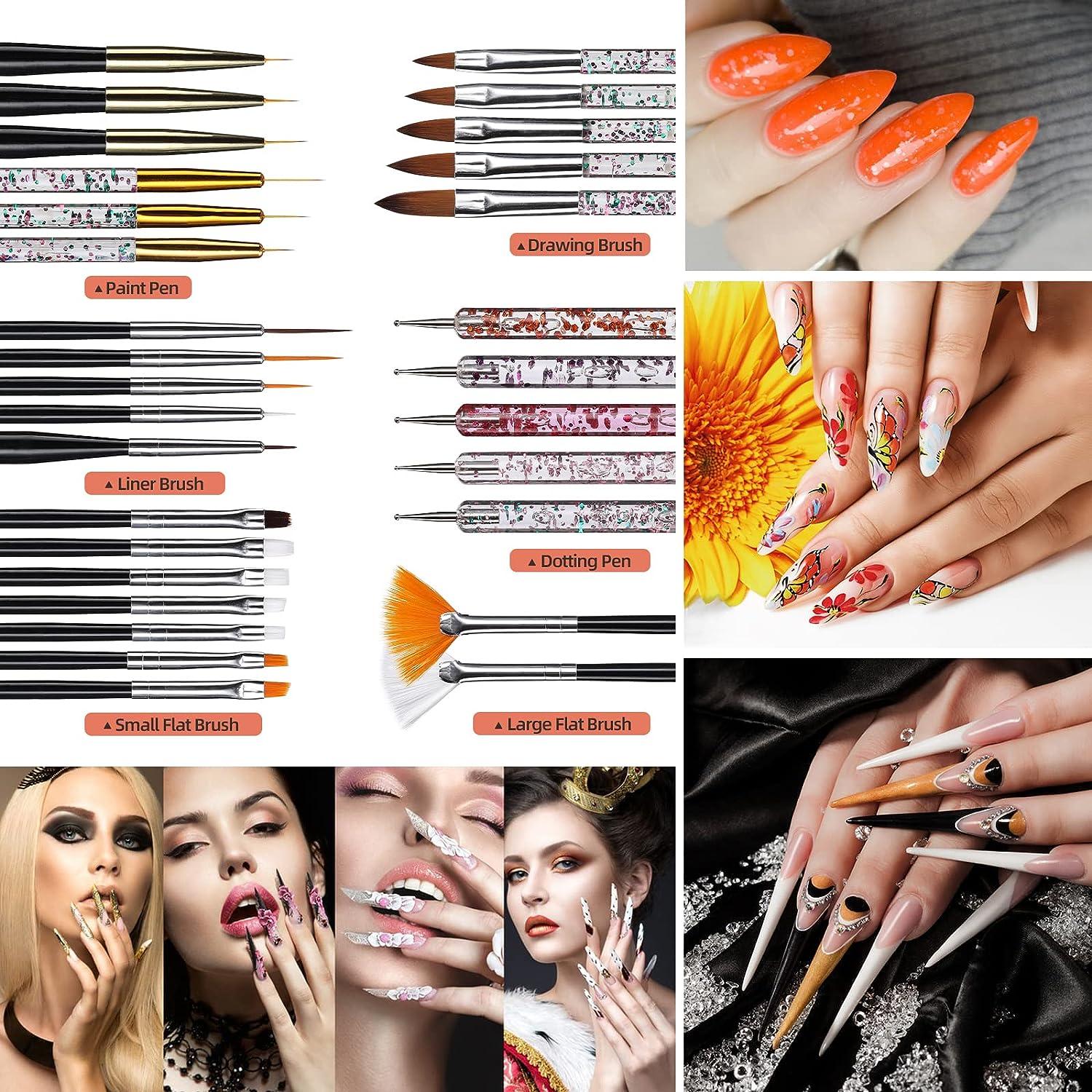 3 Pcs Nail Art Tool Set - Nail Art Pen, Dotting UV Gel Tool, and Liner  Brush Set
