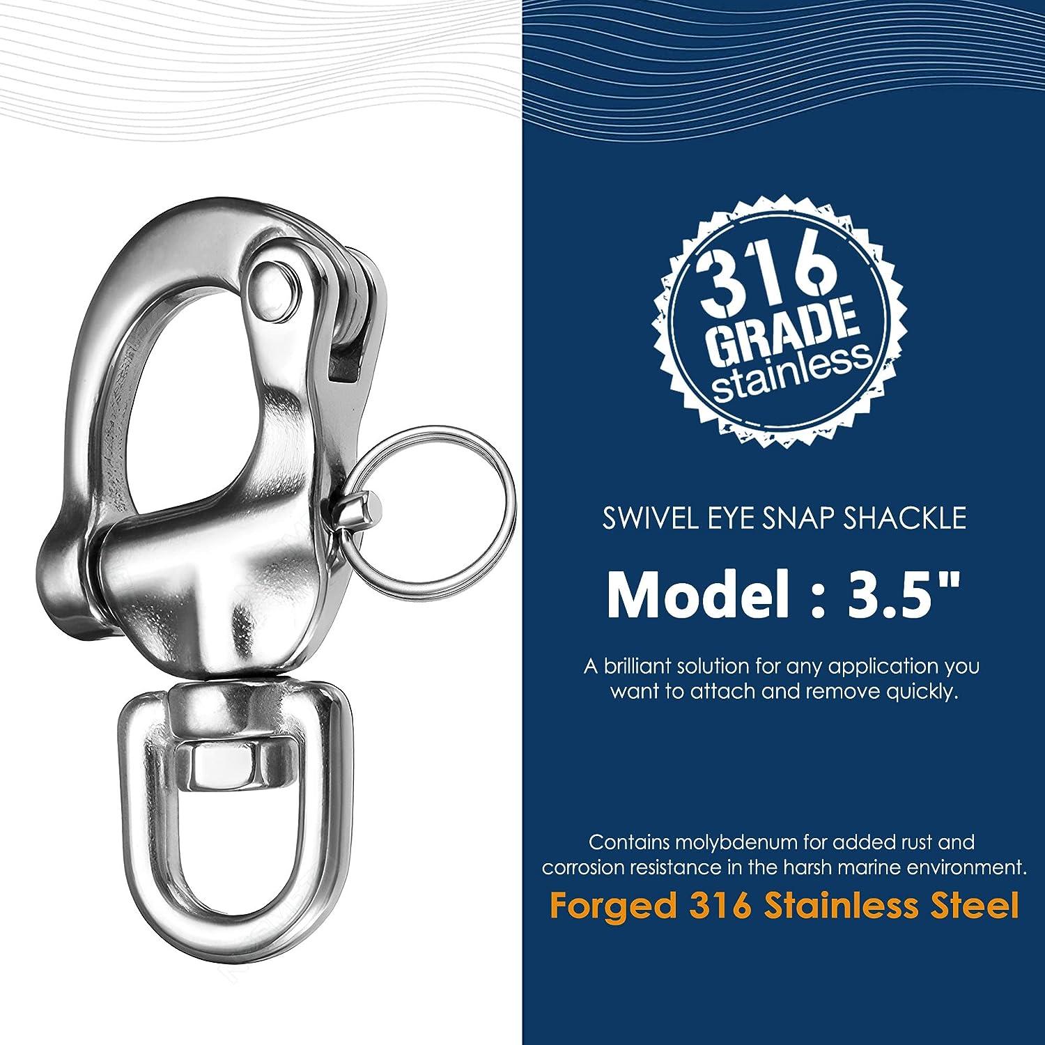 Necmetu Snap Shackle 316 Stainless Steel Swivel Shackle Sailing Halyard