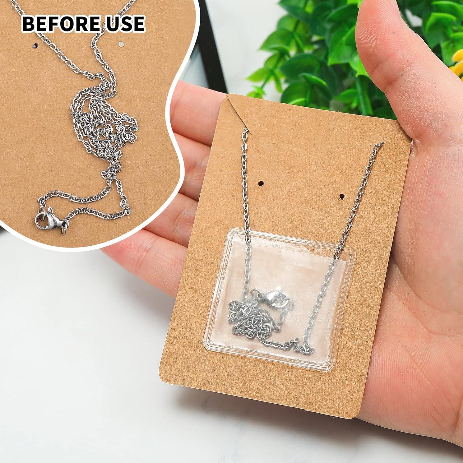 240 Pieces Necklace Chain Adhesive Pouch for Necklace Display Cards Necklace  Chain Pocket Jewelry Bags for Selling Necklace Packaging Plastic Loose  Chain Pockets Clear Necklace Chain Holder
