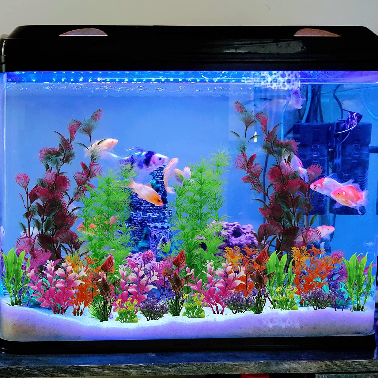 PietyPet 25 Pack Aquarium Plants, Fish Tank Decoration Colorful Artificial Fish Tank Decor