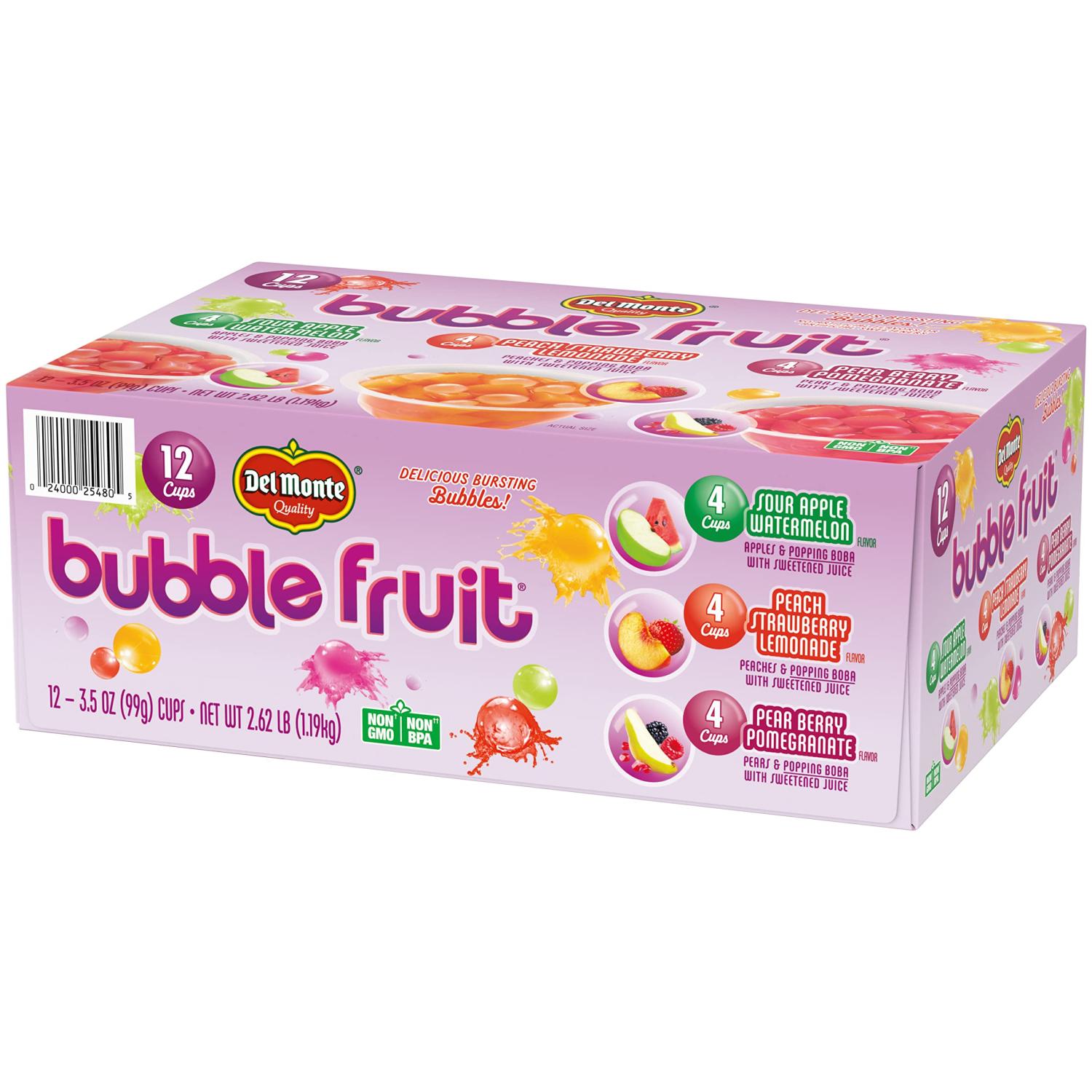 Del Monte Bubble Fruit Cup Snacks Variety Pack (12 Pack, 3.5 oz)