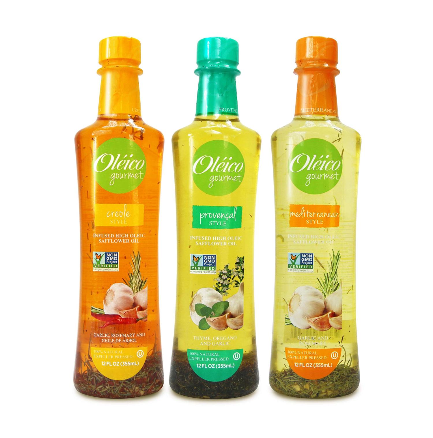 Olico Gourmet High Oleic Safflower Oil Assorted Style 12 oz (Pack of 3