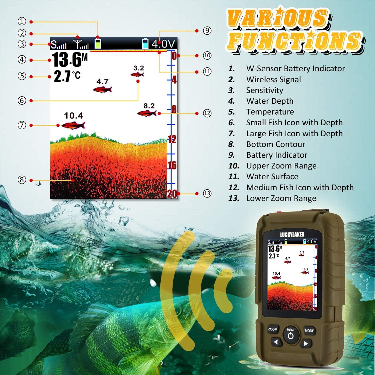 LUCKY Portable Sonar Fish Finder Boat Depth Fishing Fish Finders