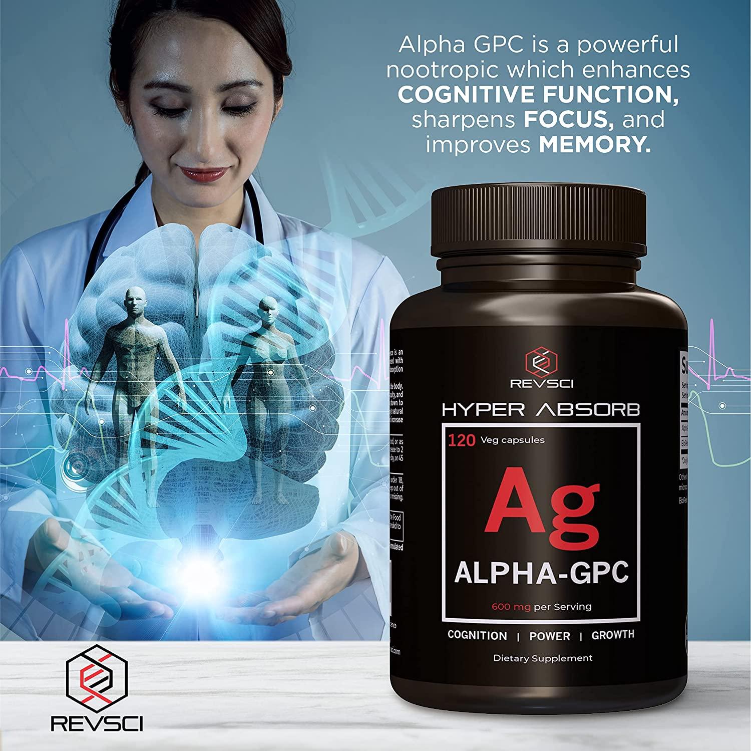 Alpha GPC Choline Supplements, 120 Hyper Absorb Capsules Alpha GPC
