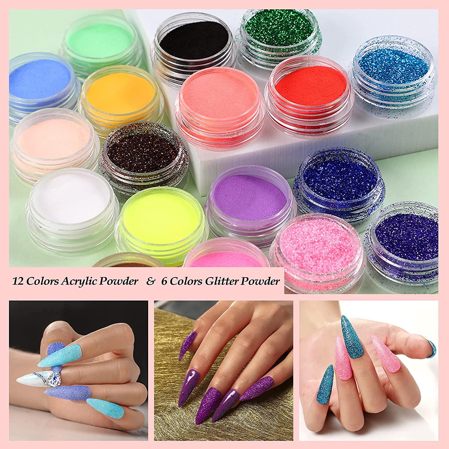 12 Colors Full Diy Acrylic Nail Art Kits Powder Liquid Glitter Manicure Sticeker 早割クーポン