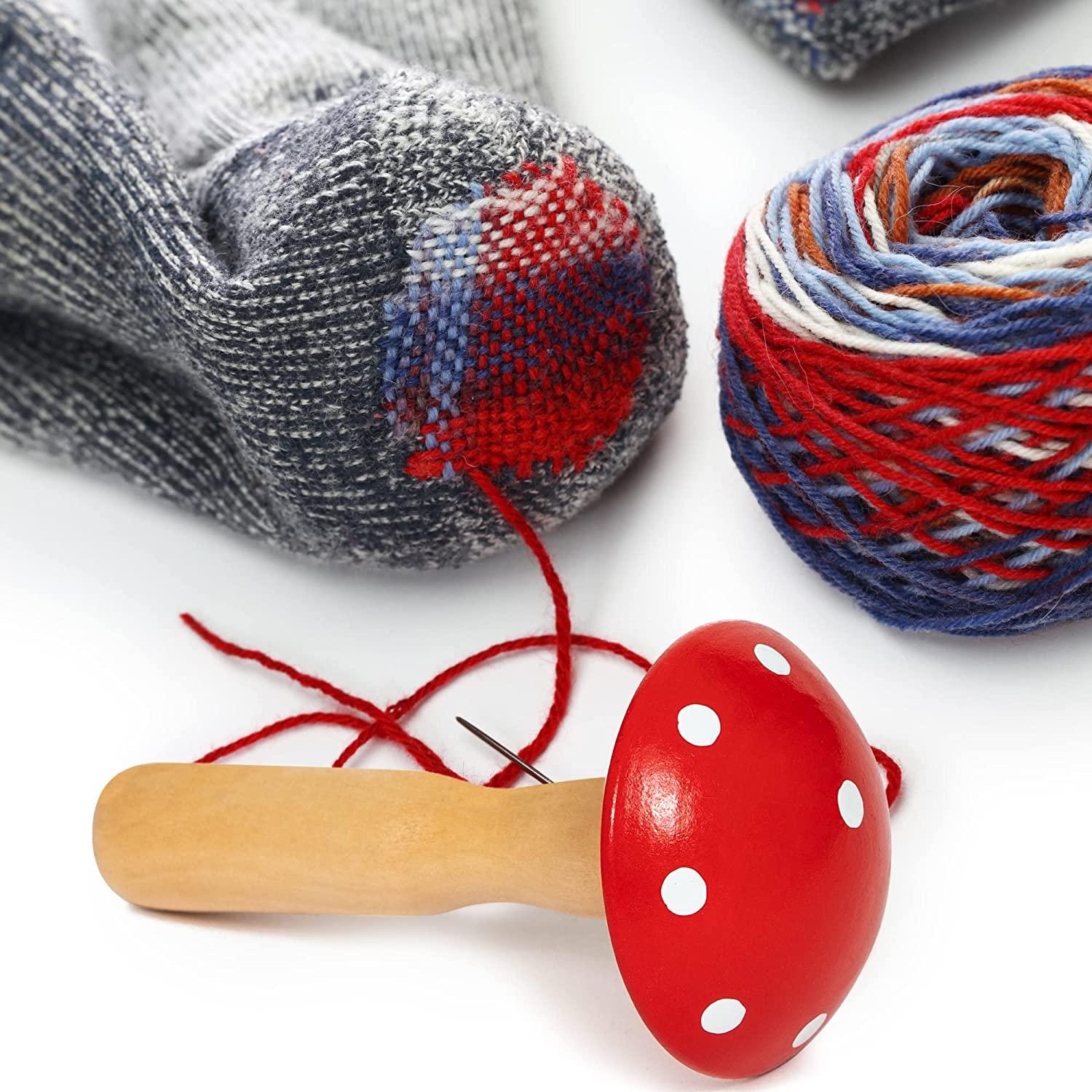 YWNYT Sock Darning Kit，Wooden Darning Egg Wooden Darning Supplies Kit Wood  Darning Mushroom Darning Needle Thread for Socks Clothes Adults Darner DIY