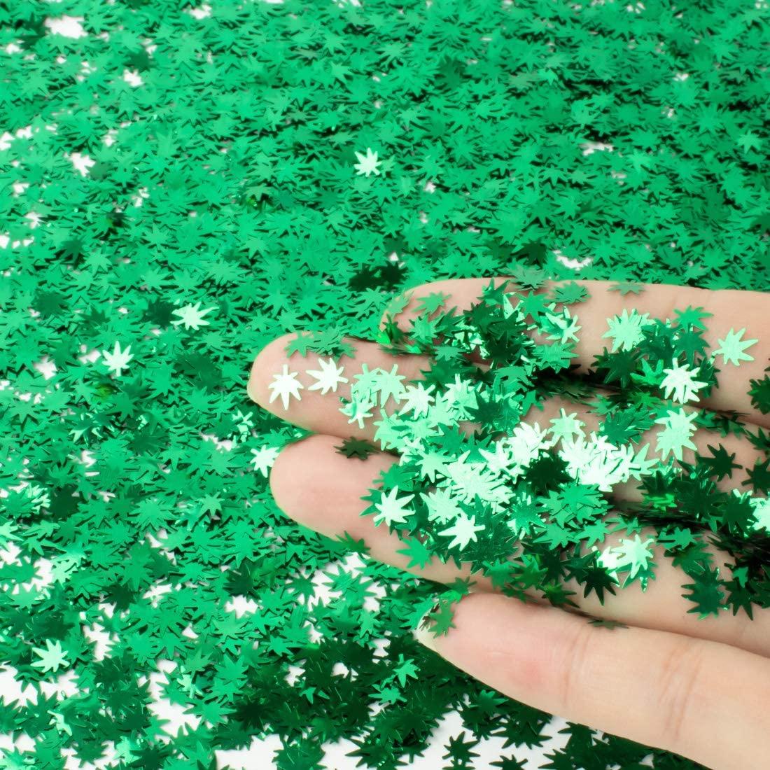 Shiny Weed Leaves Nail Art Sequins Chunky Glitter Leaf Shaped Green Flakes  Body Nail Art Decoration for DIY Festival Accessories