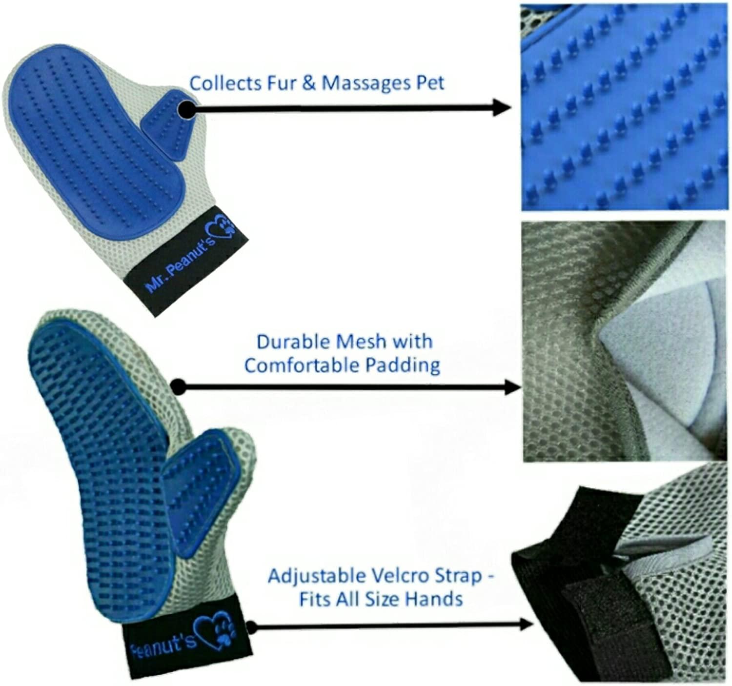 Mr. Peanut's Grooming Glove Brush and Deshedding Aid Pet Hair Remover