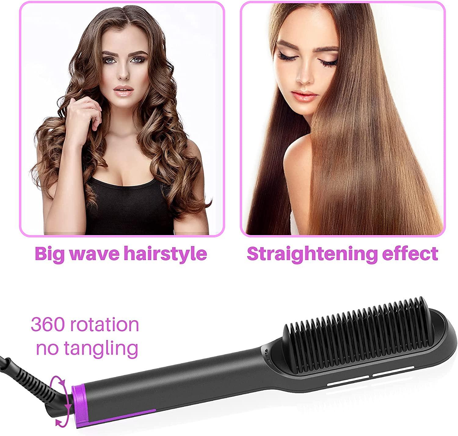 Hair Straightener Brush Hot Comb Hair Straightening Comb Ladies  Hairdressing Tools New Type of straightening Comb with Digital Display and  Automatic Shutdown of Negative ion Timer