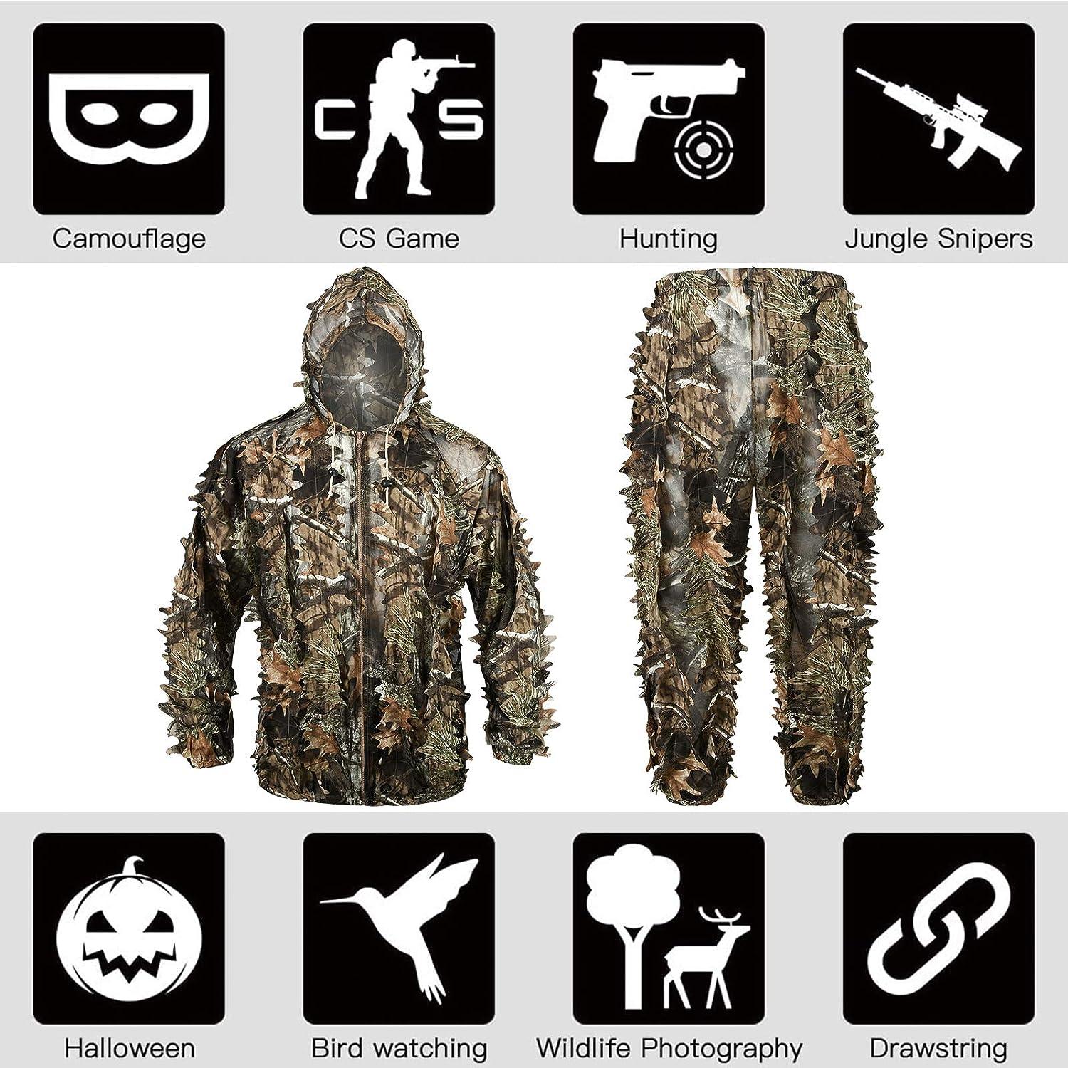 LOOGU Hunting Ghillie Suit, 3D Leafy Camo Suit Military and Shooting