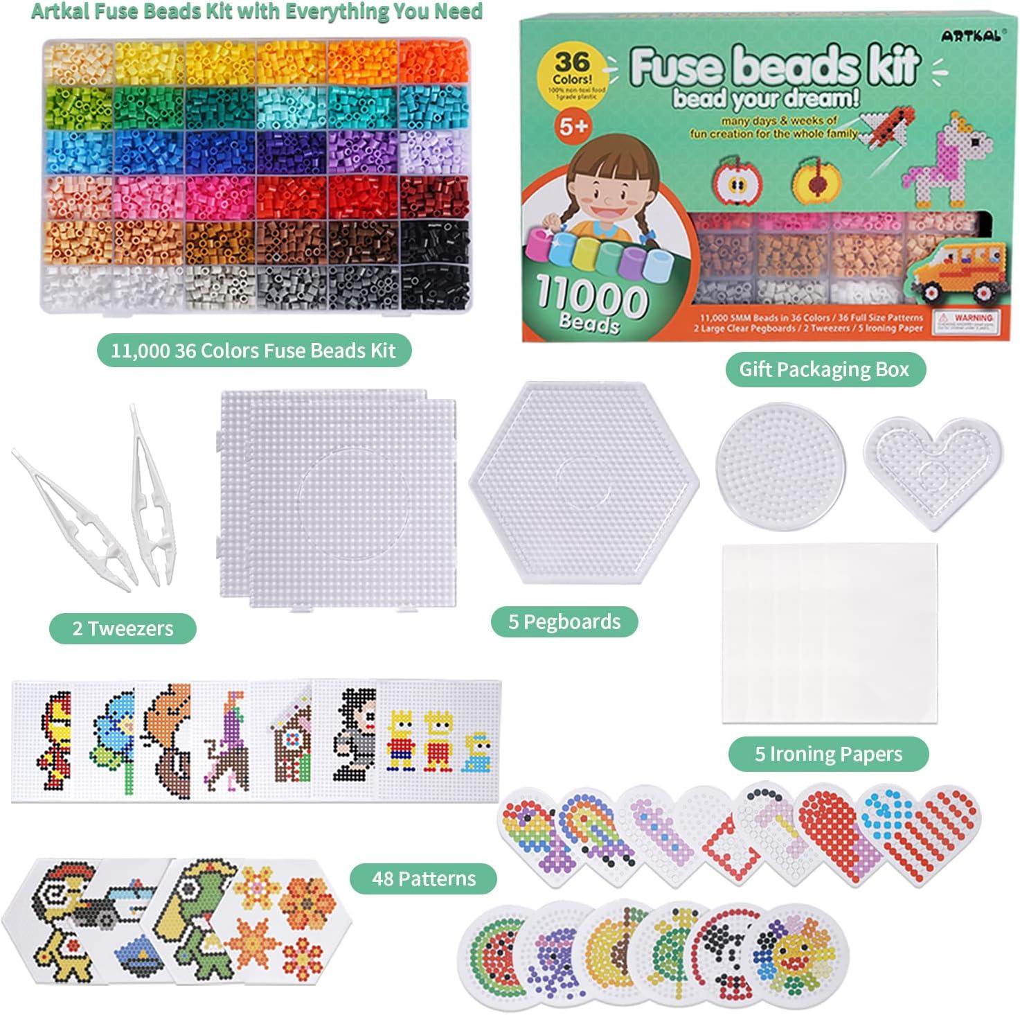 Artkal Fusion Beads Kit 11000 36 Colors Melting Beads Kit with 5