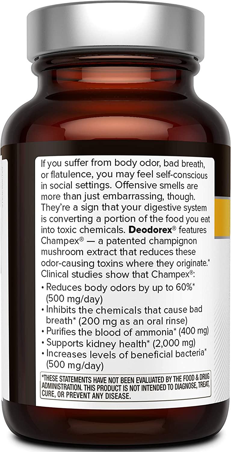 Quality of Life Labs Deodorex With Champex Mushroom Extract 250 mg 60