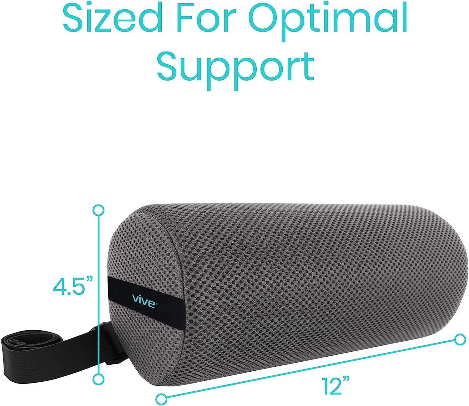 Vive Lumbar Roll - Cervical Cushion Support Pillow - Lower Back Pain Relief  in Car, Office Chair, Computer - Firm Ergonomic Mesh Portable Travel