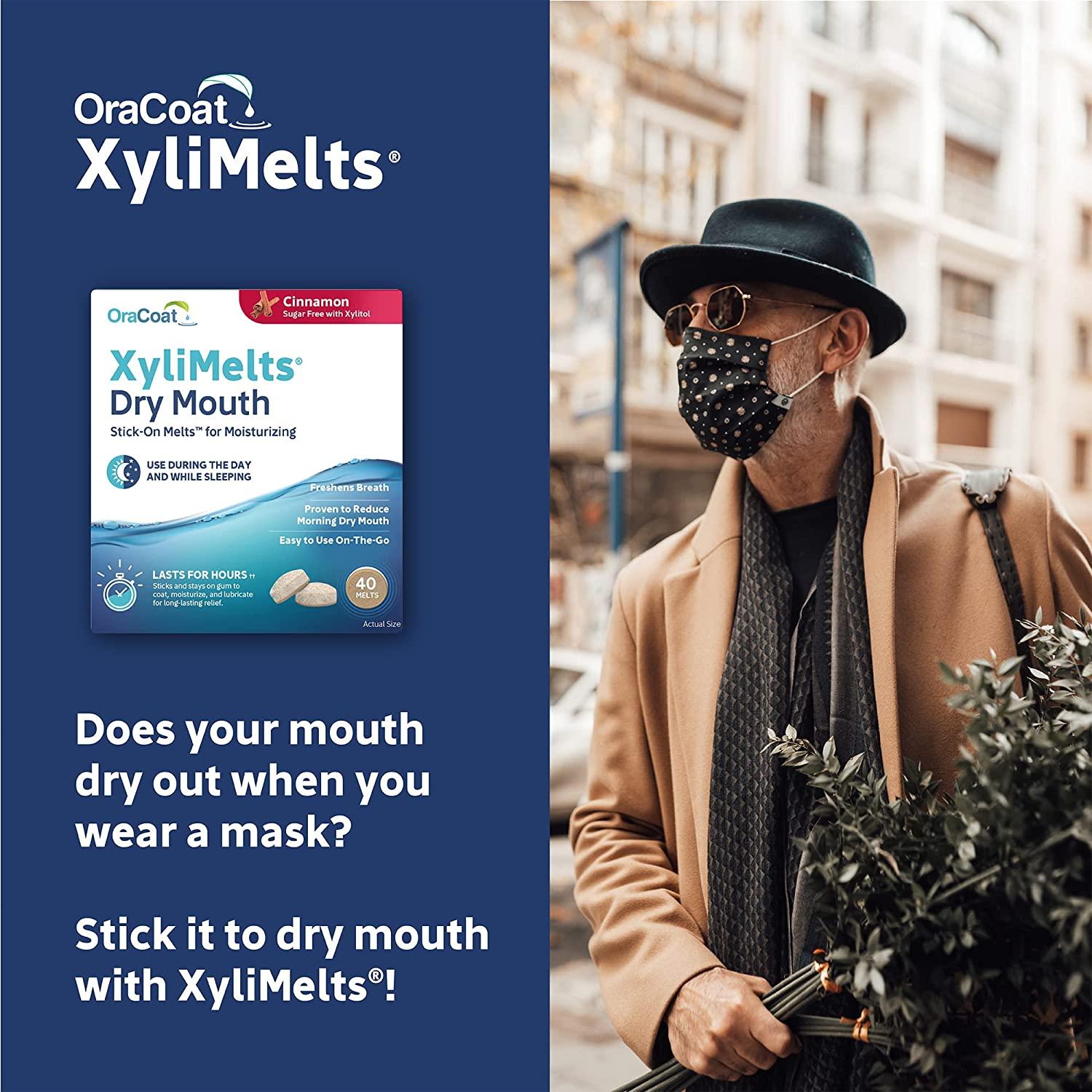 OraCoat XyliMelts Dry Mouth Melts with Xylitol Cinnamon Flavor, 40 Count