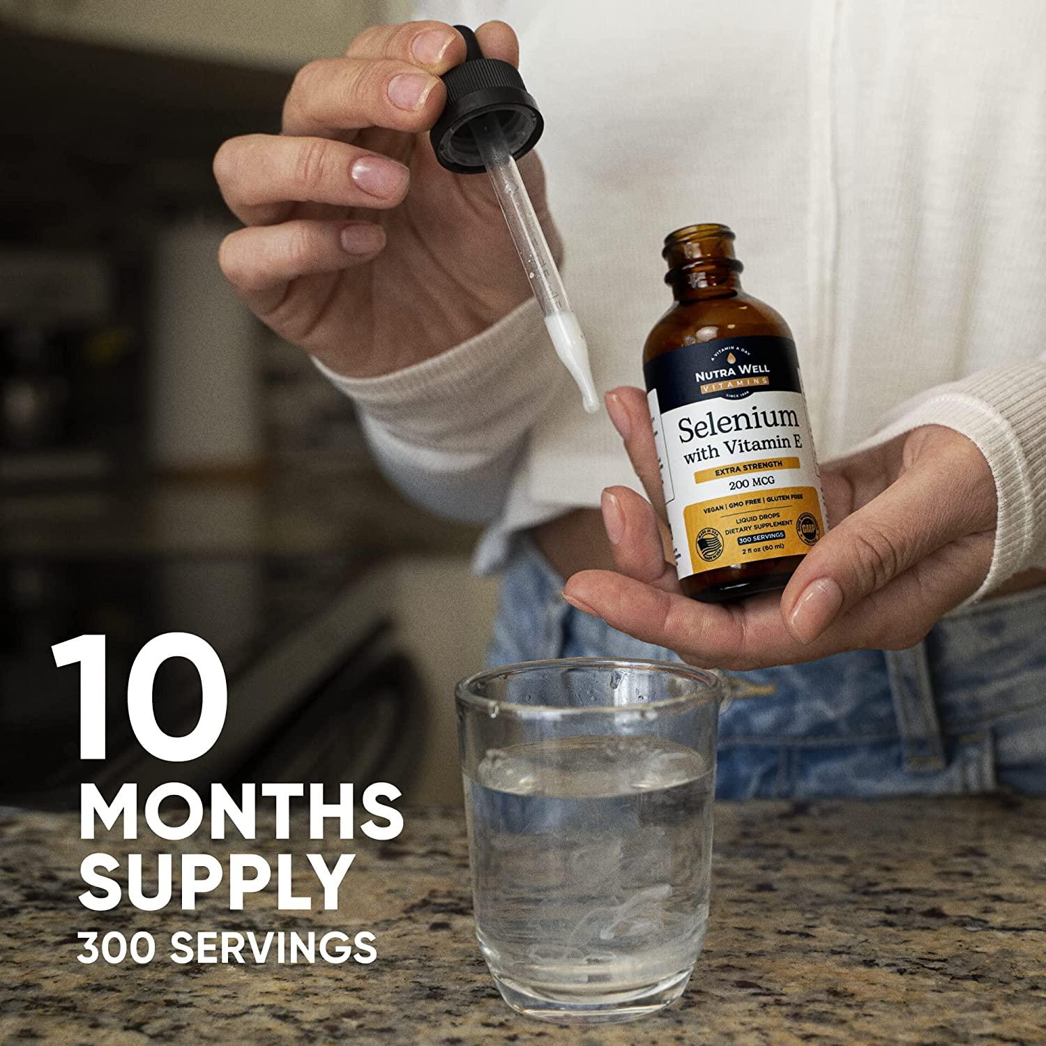 Nutra Well Vitamins Selenium 200mcg 300 Servings Liquid Selenium