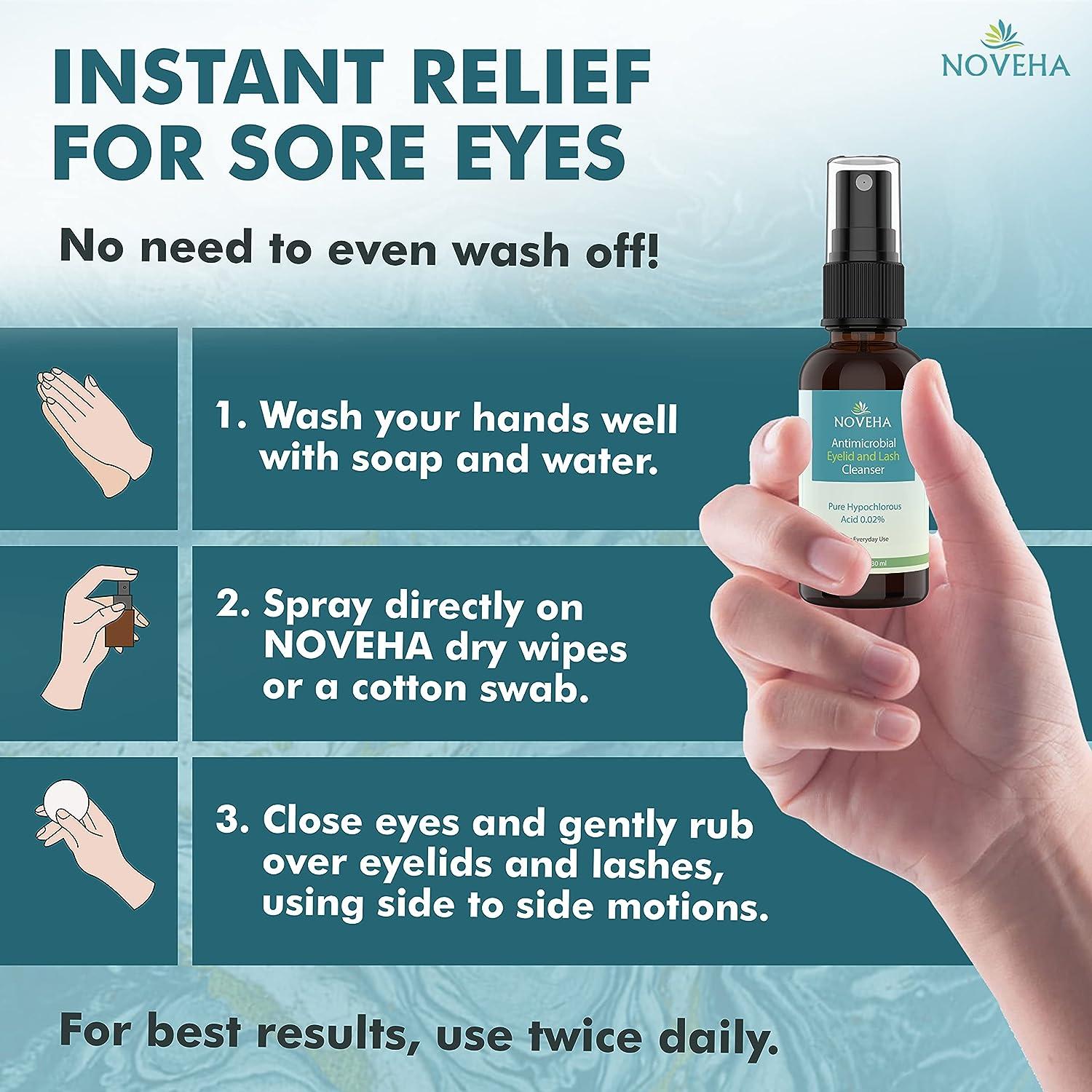 NOVEHA Antimicrobial Eyelid & Lash Cleanser Fast Acting Soothing