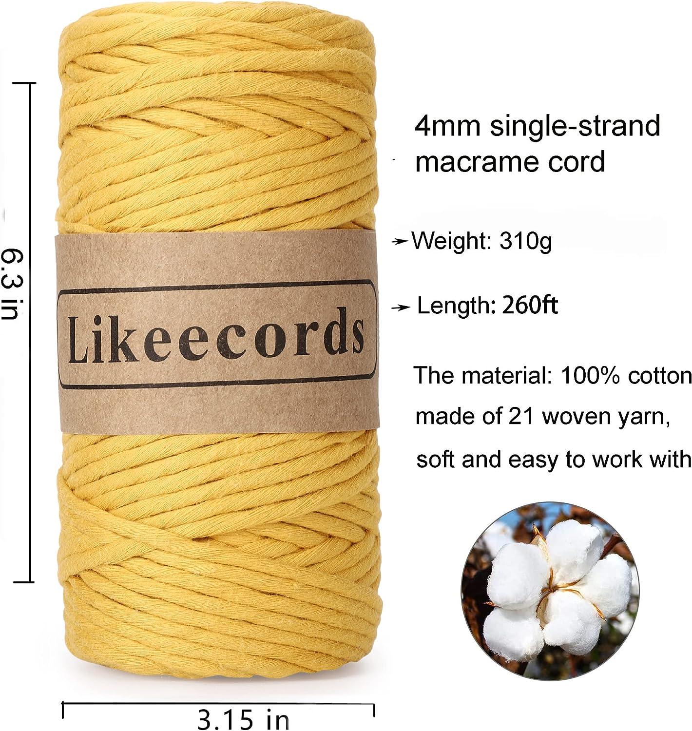 Macrame Cord Macrame Rope Multi Strand Twisted Cotton Cord for Wall 4mm 