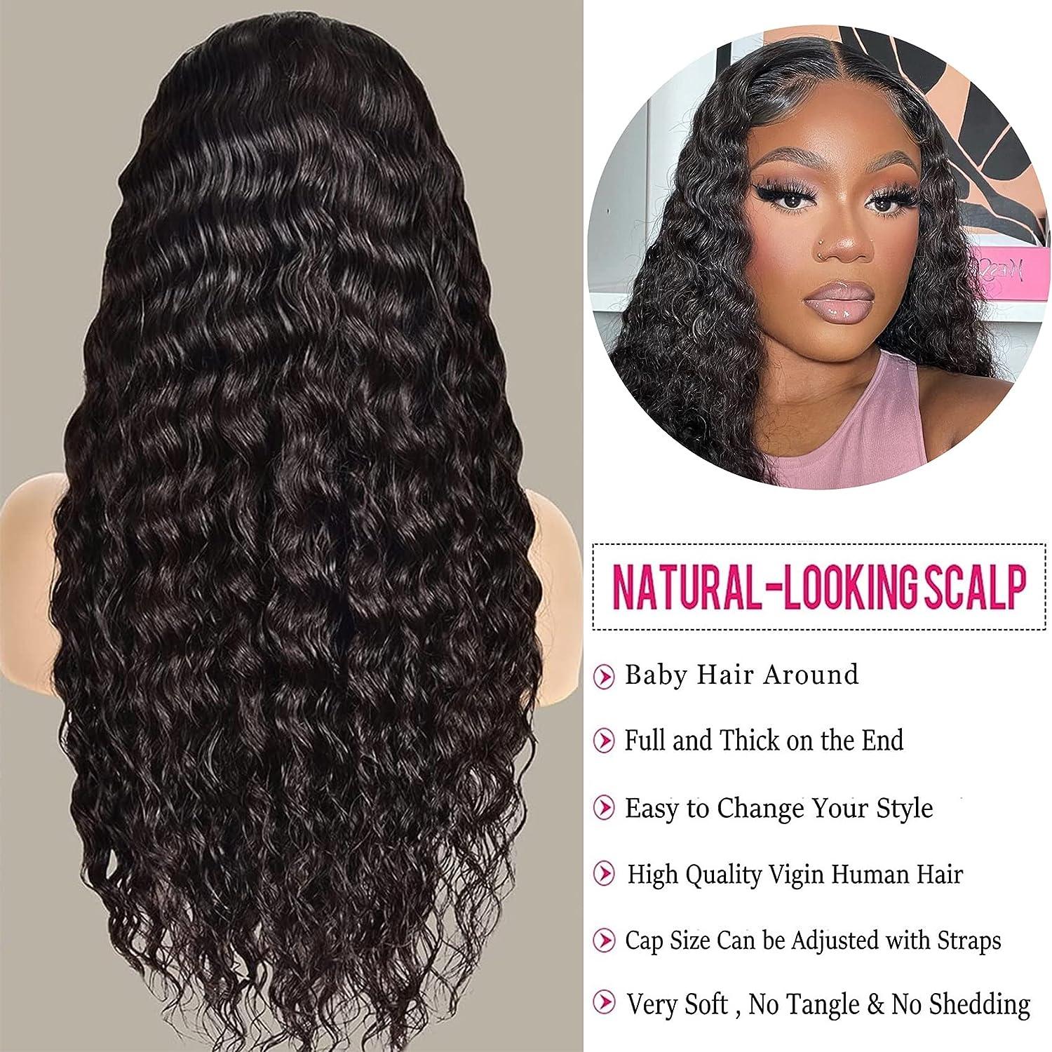 Explore New Hairstyles with Fashion Wigs – Fun, Safe, and Reversible 15 28inch Deep Wave Lace Front Wig Human Hair 180% Density - Pre Plucked Curly  Wig for Black