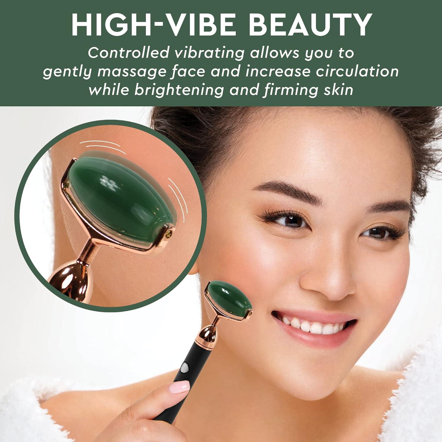 Vibrating Jade Face Roller & Massager - 5 in 1 Rechargeable Tool for Soft Skin & Relaxation | Soothes Puffy Eyes - Green Quartz Beauty Set | Buy Now with Express International Delivery | GoSupps.com Vibrating Jade Face Roller & Massager - 5 in 1 Rechargeable Tool for Soft Skin & Relaxation | Soothes Puffy Eyes - Green Quartz Beauty Set | Buy Now with Express International Delivery | GoSupps.com