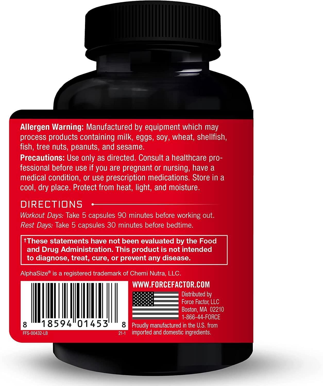 Force Factor HGH Supplement for Men with AlphaSize 75 Capsules