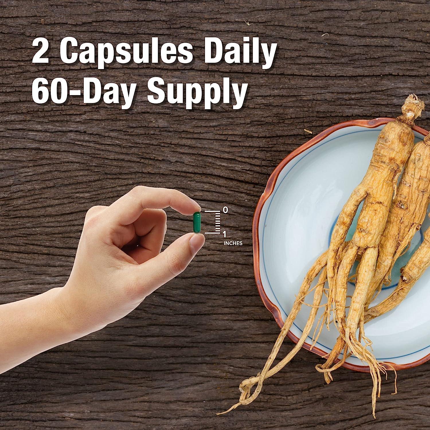 ORZAX Ginseng 30 Ginsenosides 1000mg, 120 Vegetable Capsules Korean