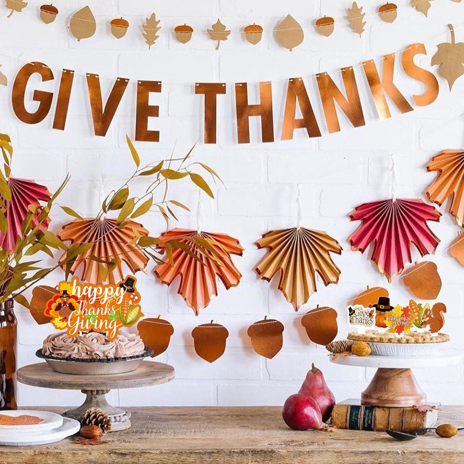 Thanksgiving Cake Topper - Pumpkin Turkey Fall Theme Cake Decor