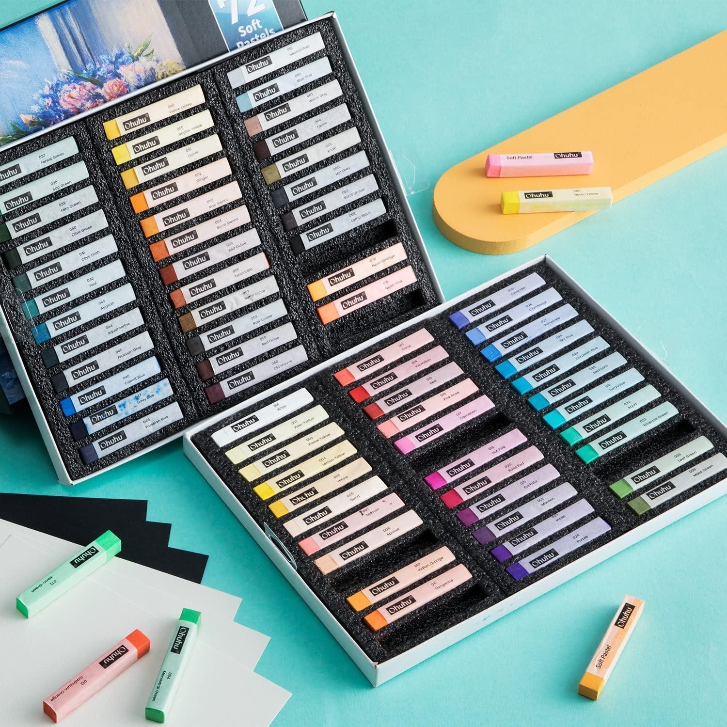Ohuhu 72 Long Chalk Pastels Set: 72 Soft Pastels For Artists