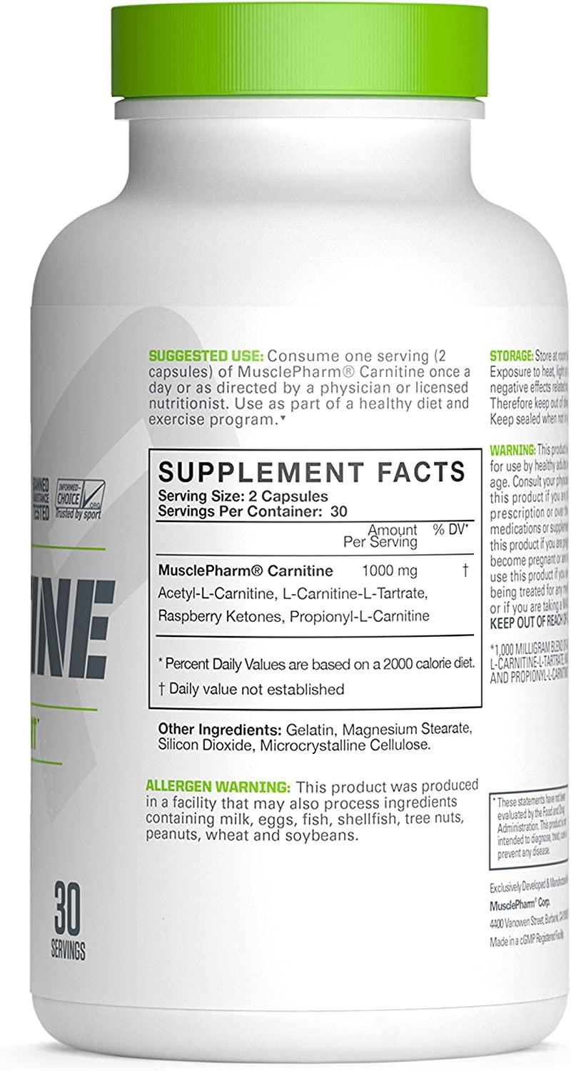 Buy Muscle Pharm Carnitine - 60 Capsules | Enhanced Fat Loss & Energy Boost  | Buy Now with Express International Delivery | GoSupps.com