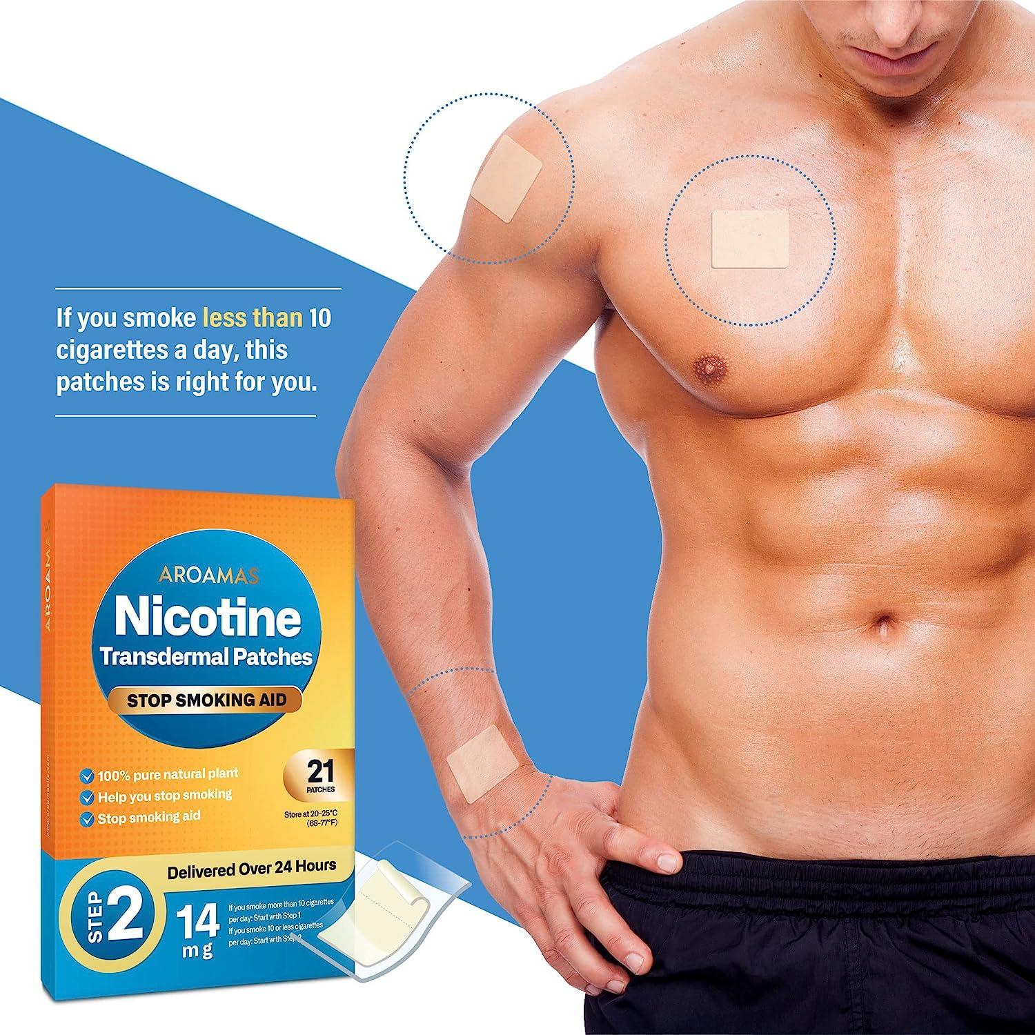 Aroamas Nicotine Patch 14mg - 24 Hour Nicotine Transdermal System to Quit  Smoking - Stop Smoking Aid Step 2 | Buy Now with Express International  Delivery
