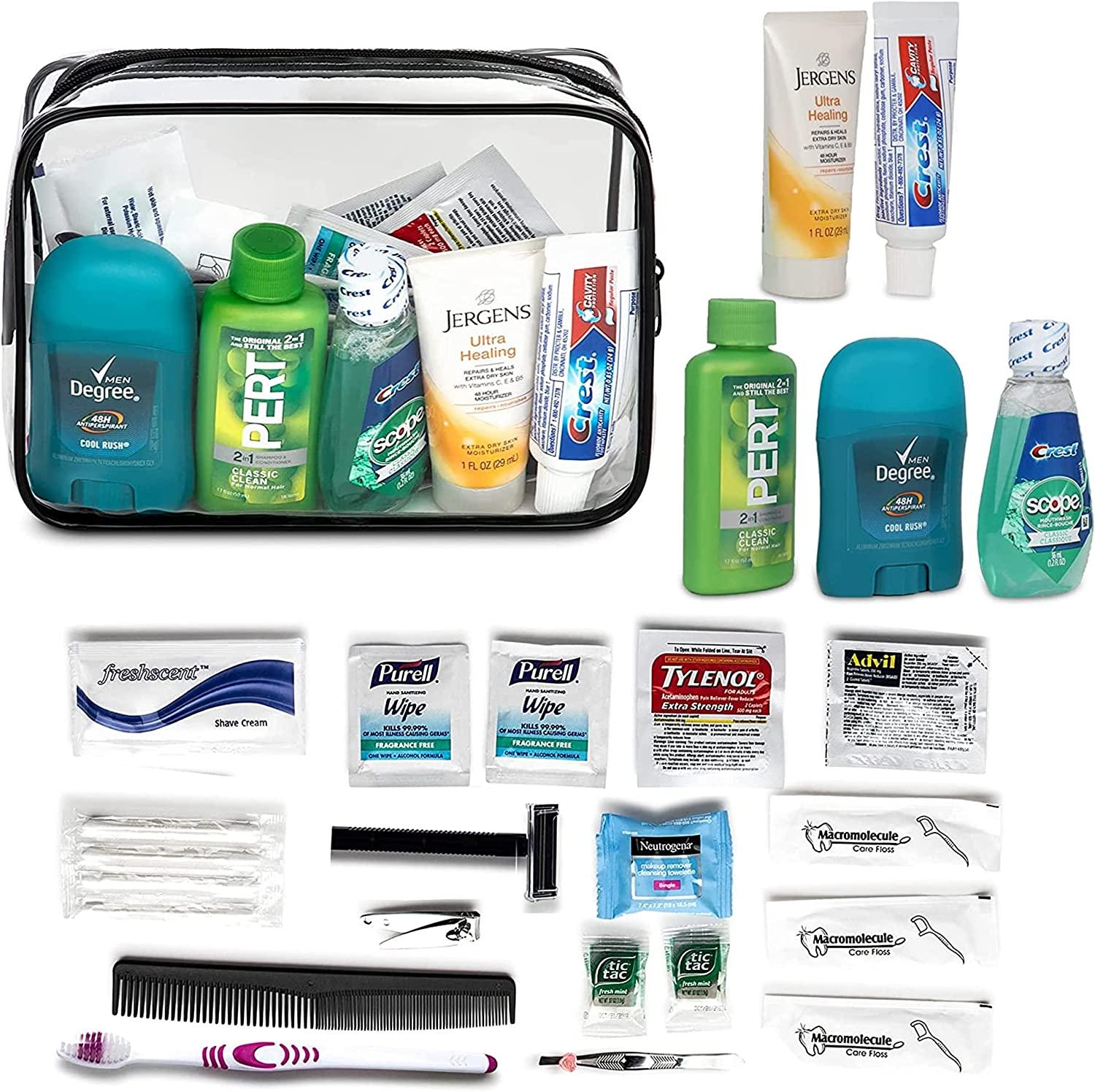 Toiletry Travel Convenience Kit Premium Toiletries Accessory Set Quality  Personal Care Wellness Hygiene Essentials Unisex Traveling Bag TSA Approved  Toiletrys Accessories Kits 20 Piece.