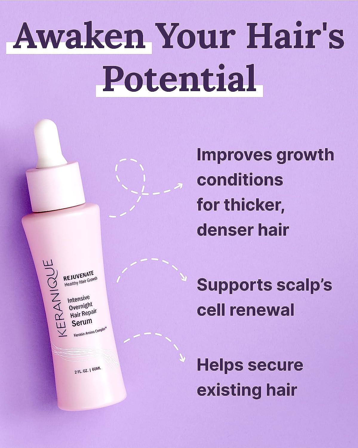 Keranique Intensive Overnight Hair Serum, 2 Fl Oz Keratin Amino Complex