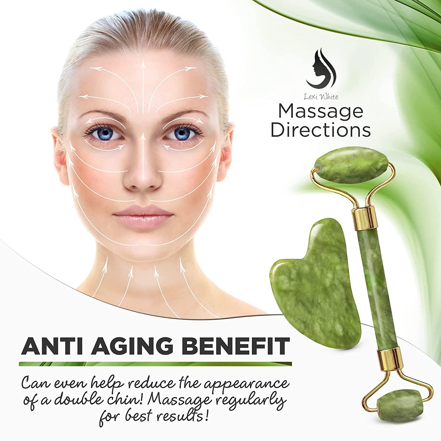 Jade Roller for Face Jade Gua Sha Set Gua Sha Beauty Roller Face