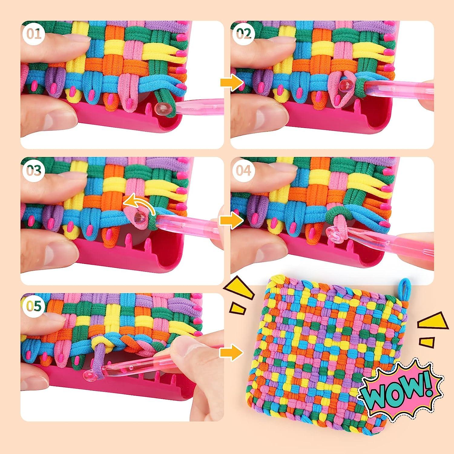 PREBOX Weaving Loom Kit For Kids & Adults – Make 6 Potholders, Includes Loom, Yarn Loops, Hook & More, Great Craft Gift For Ages 6-12