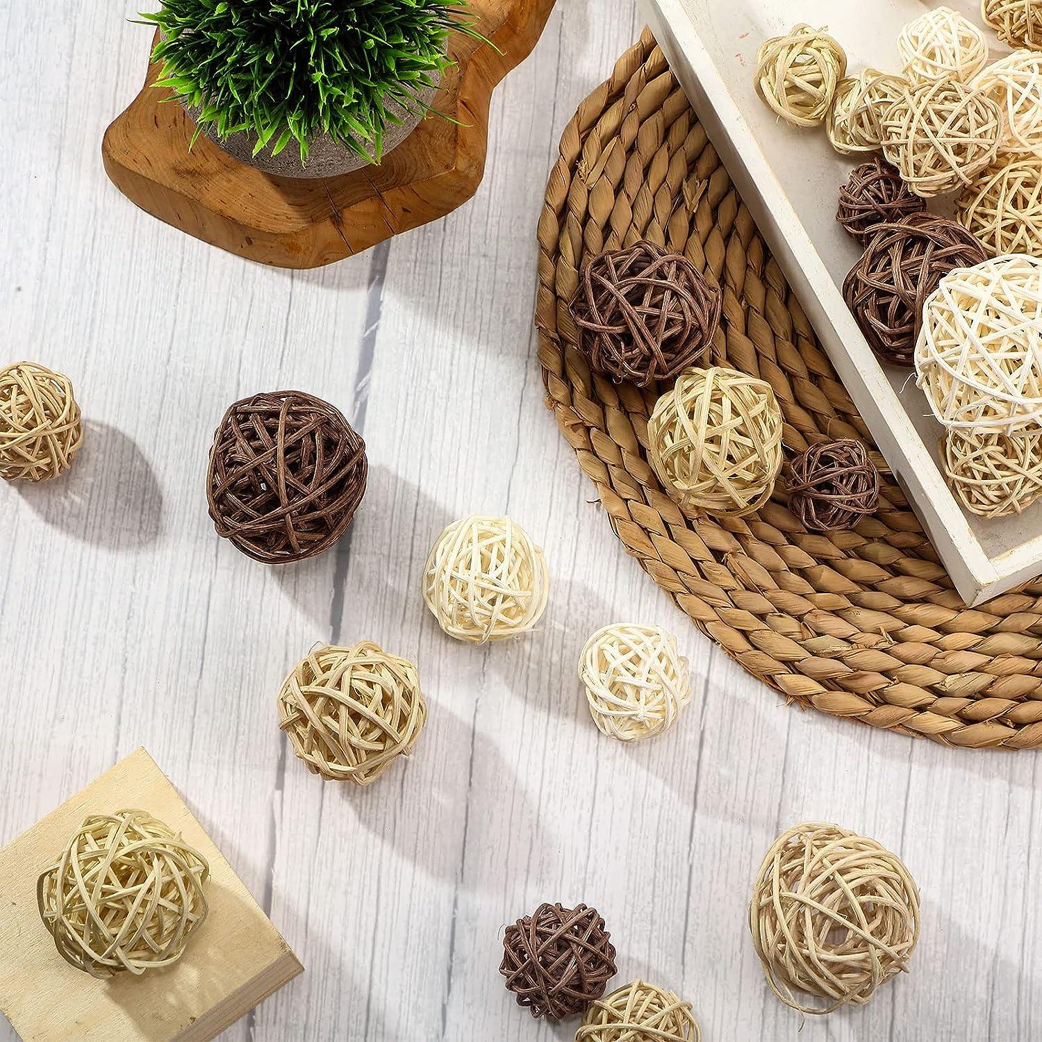 Palline Decorative In Rattan 20pz - Riempitivi Vasi Per Centro Tavola