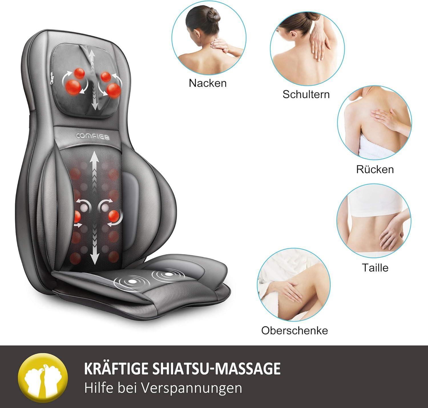 Comfier Shiatsu Massage Seat Support - Kneading Rolling Vibration & Heat  for Neck Shoulder Back & Thighs | Perfect Father's Day Gift | Buy Now with  Express International Delivery | GoSupps.com
