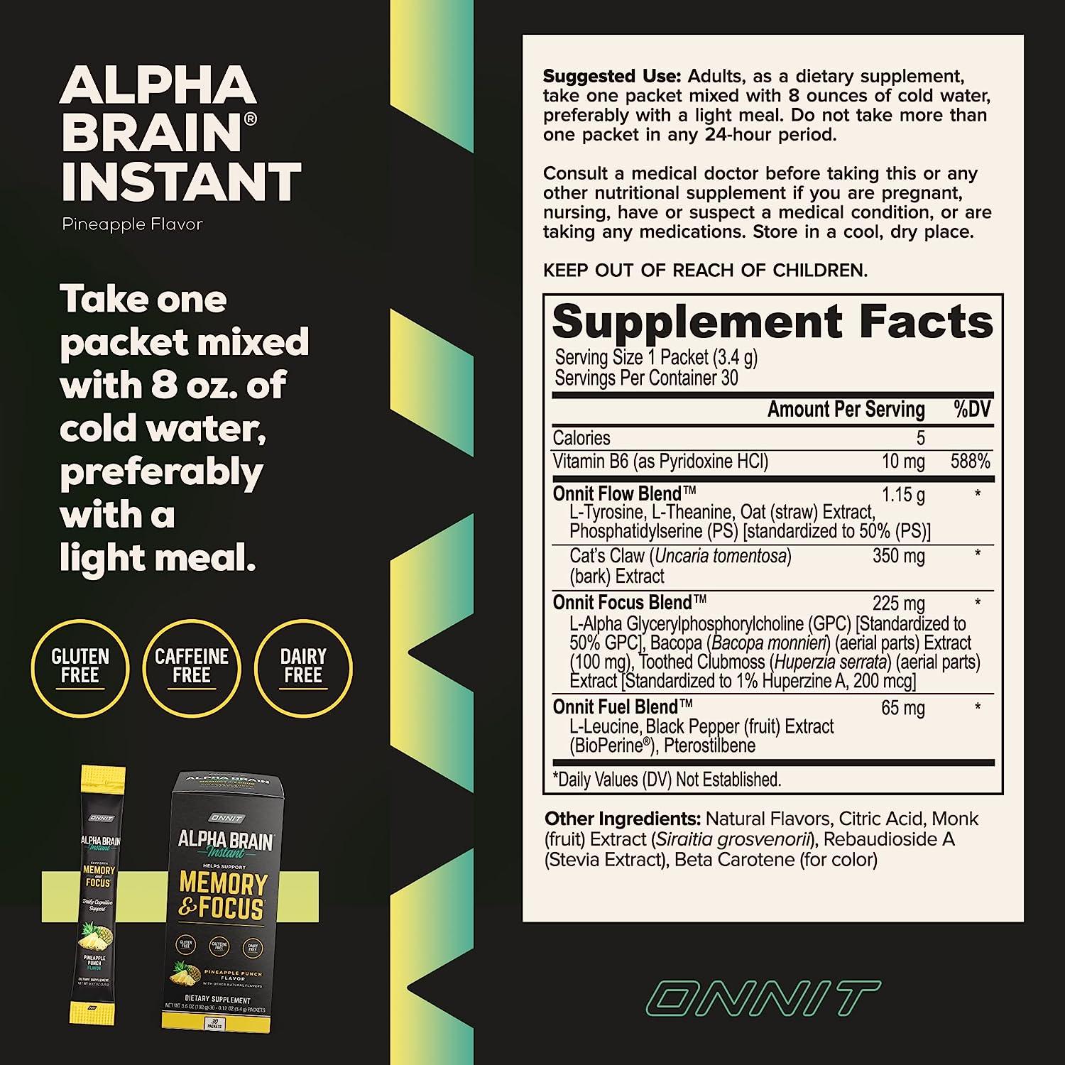 Onnit Alpha Brain Instant Drink Mix Memory & Focus Blackberry