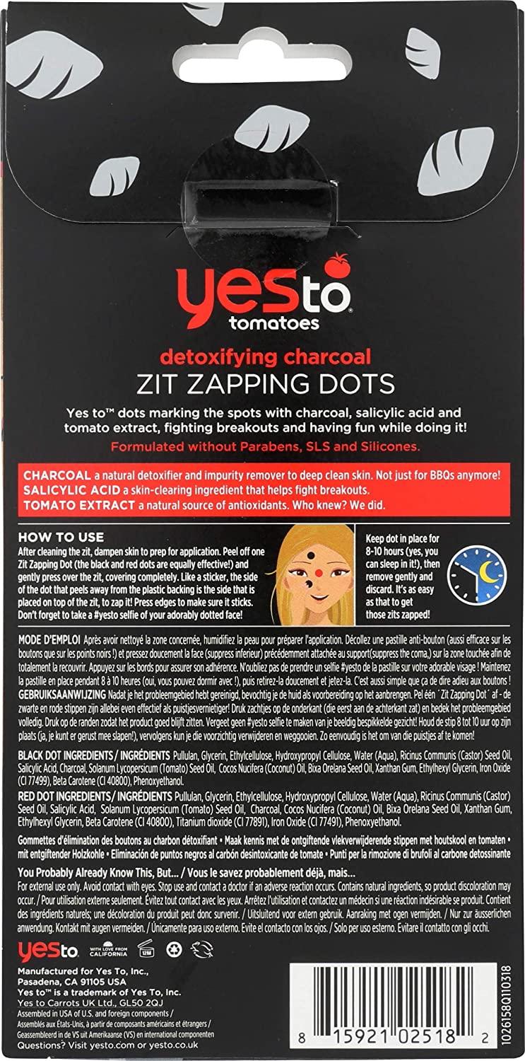 Yes To Tomatoes Detoxifying Charcoal Zit Zapping Dots, Red, 24 Count