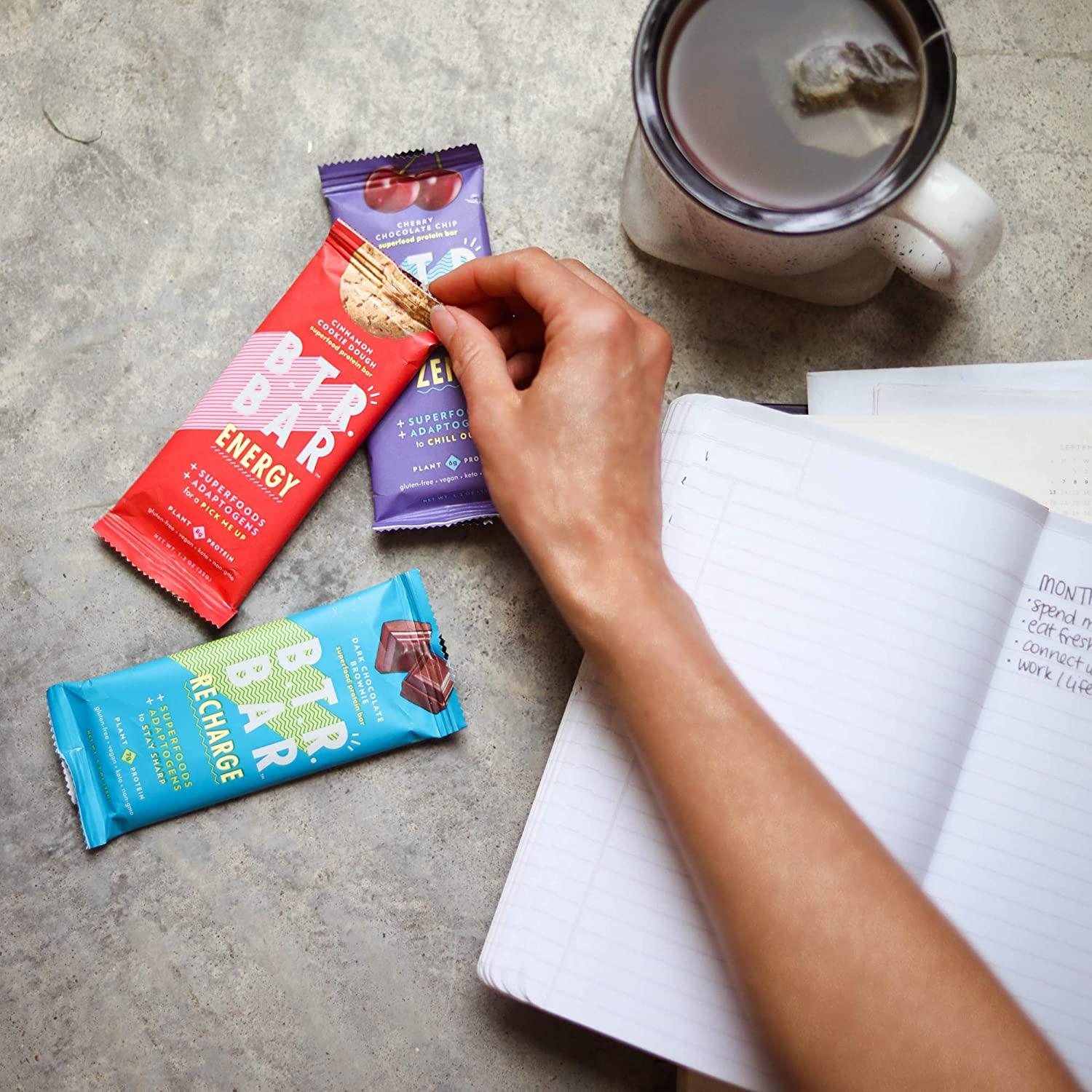 B.T.R. Bar Superfood Keto Protein Bars, Plant Based Vegan Protein, Low