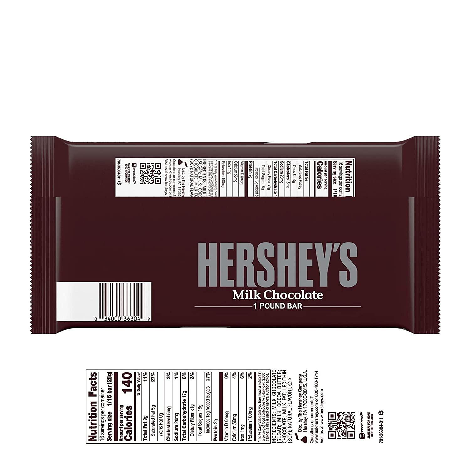 HERSHEY'S Milk Chocolate Candy, Gluten Free, 1 lb Gift Bar Hershey's