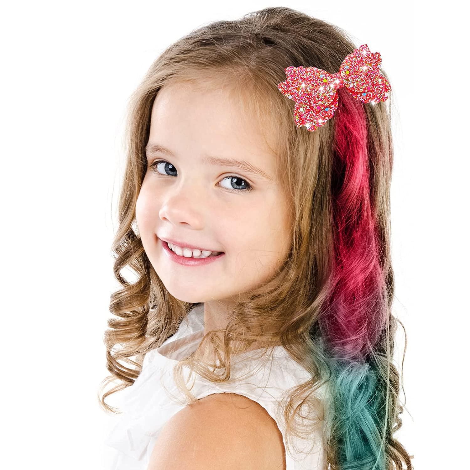 6 Colors Unicorn Wig Hair Clips Bows for Girls Hair Braided Extension  Colored Hair Bows Braided Curly Wig Hair Extension for Kids Princess  Costume Dress up Hair Accessory (Glitter Style)