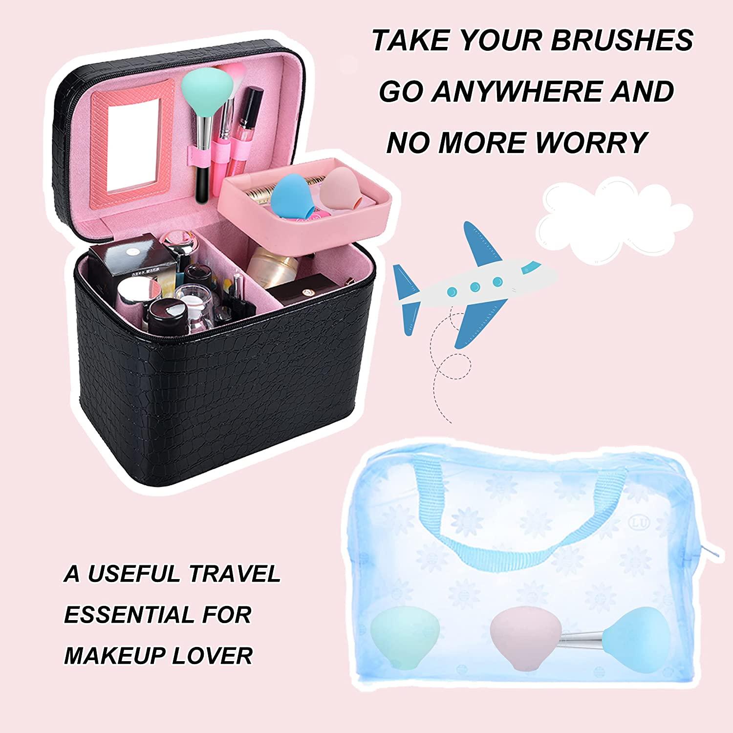 Makeup Brush Pouch Silicone Storage Case Protector Dustproof Makeup Cosmetic Bag Reusable Makeup Brush Holder Gifts for Make Up Wife Women A, Size