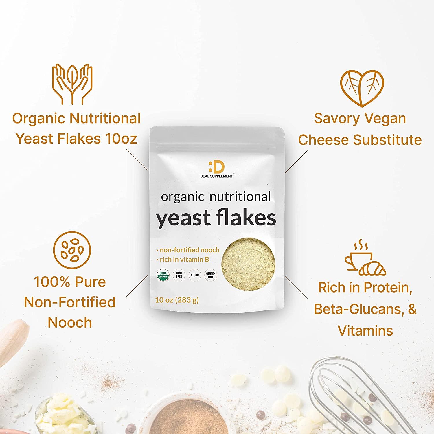 Organic Nutritional Yeast Flakes 10oz High Protein & Vitamin B