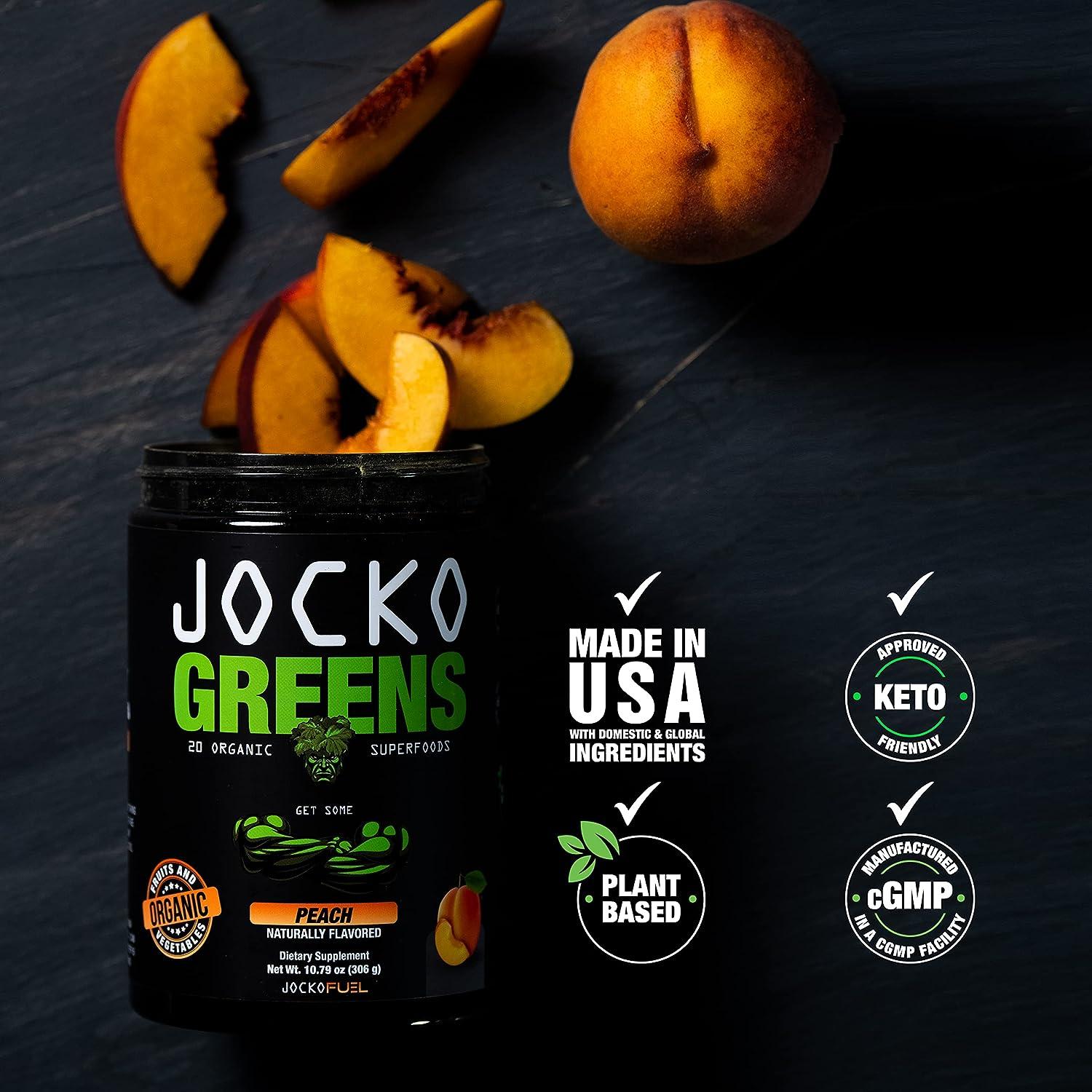 Jocko Fuel Greens Powder (Peach Flavor) Greens & Superfood Powder for