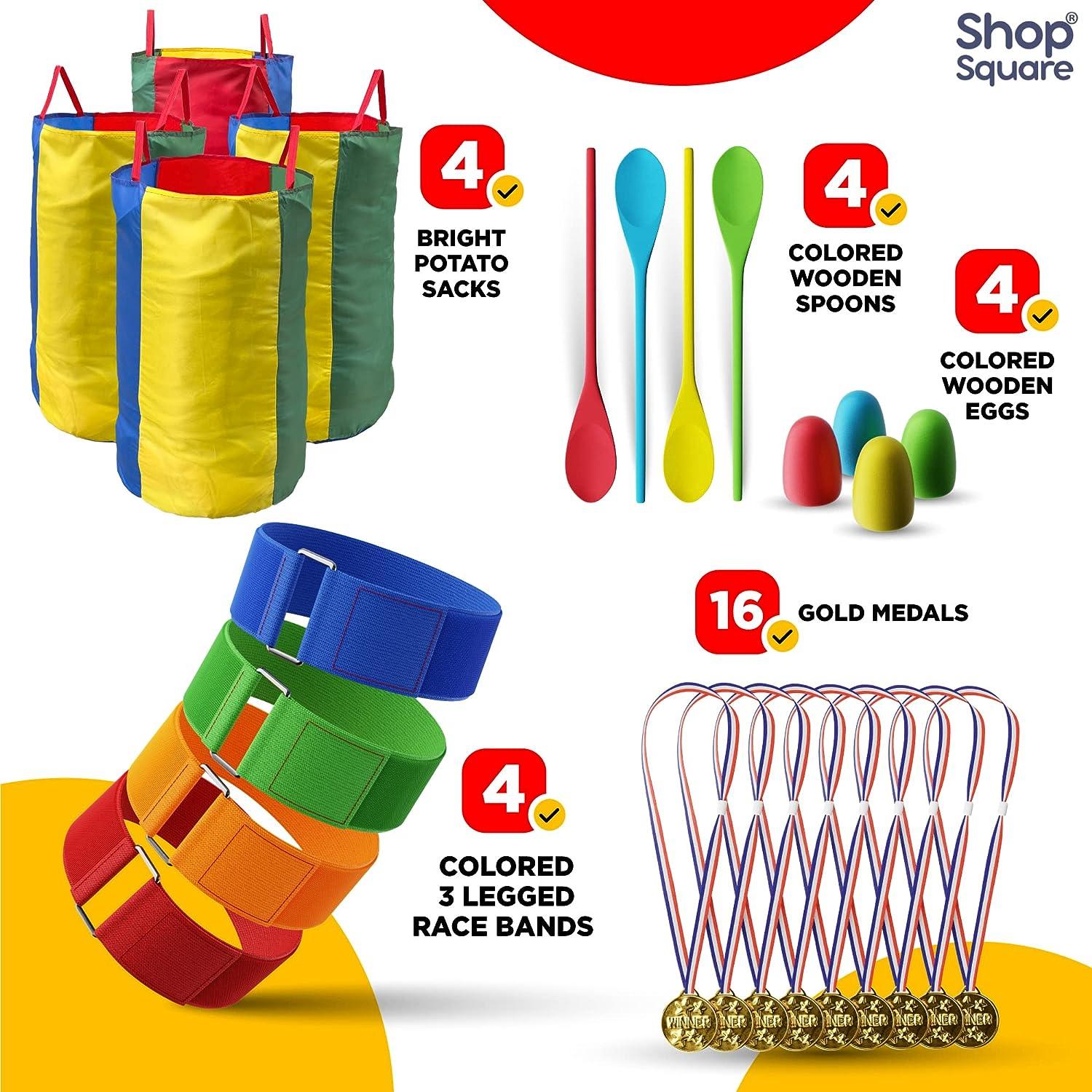 28-Piece Outdoor Games Kit For Kids - Sack Race, Bean Bag Toss, 3-Legged Race & Egg Spoon Relay