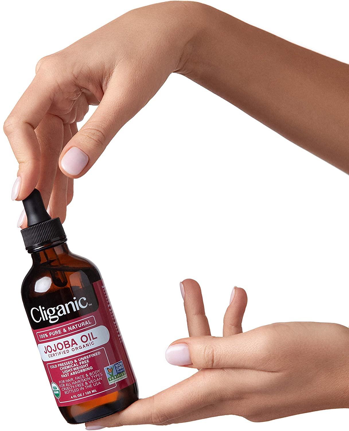 Cliganic USDA Organic Jojoba Oil, 100% Pure (4oz), Moisturizing Oil for  Face, Hair, Skin & Nails