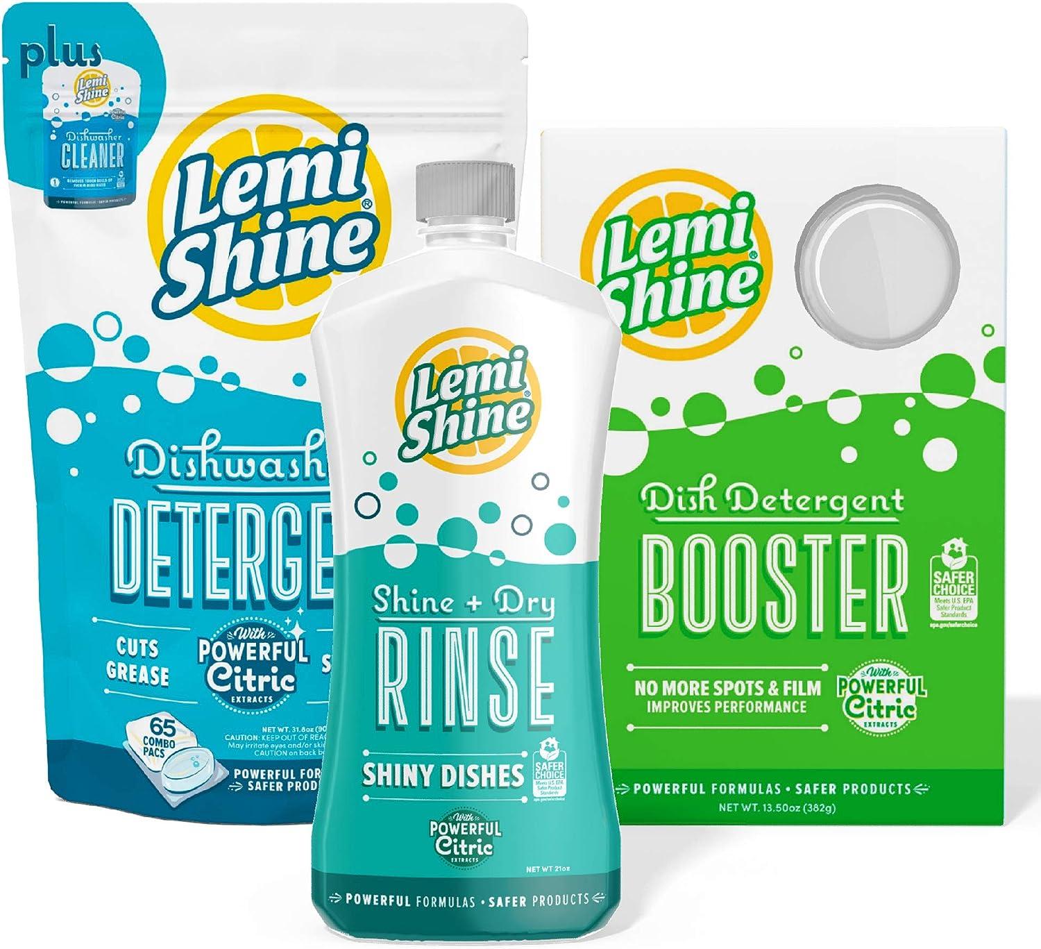 Lemi Shine Dish Detergent Booster, Citric Acid Cleaner, Premeasured