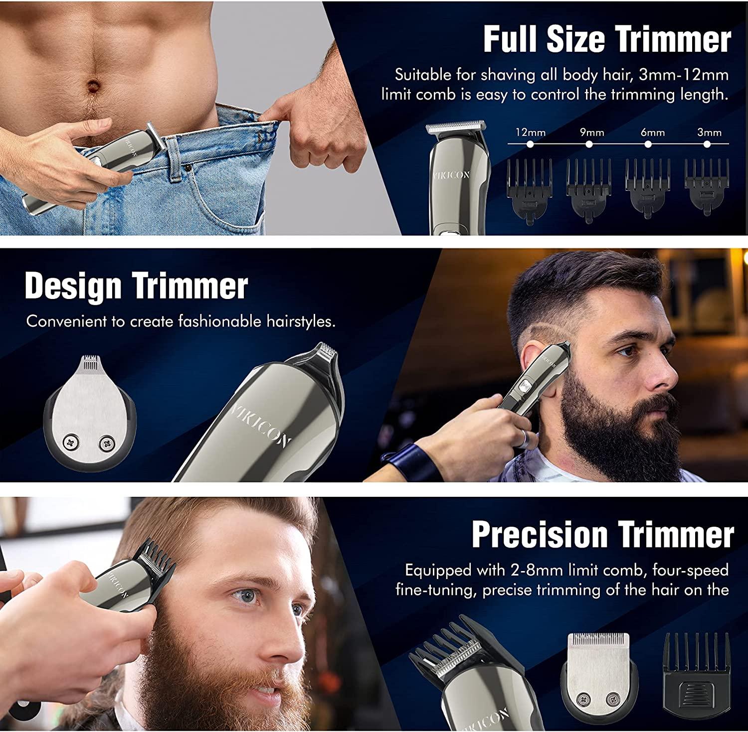 VIKICON Electric Beard Trimmer for Men Waterproof Body Grooming Kit