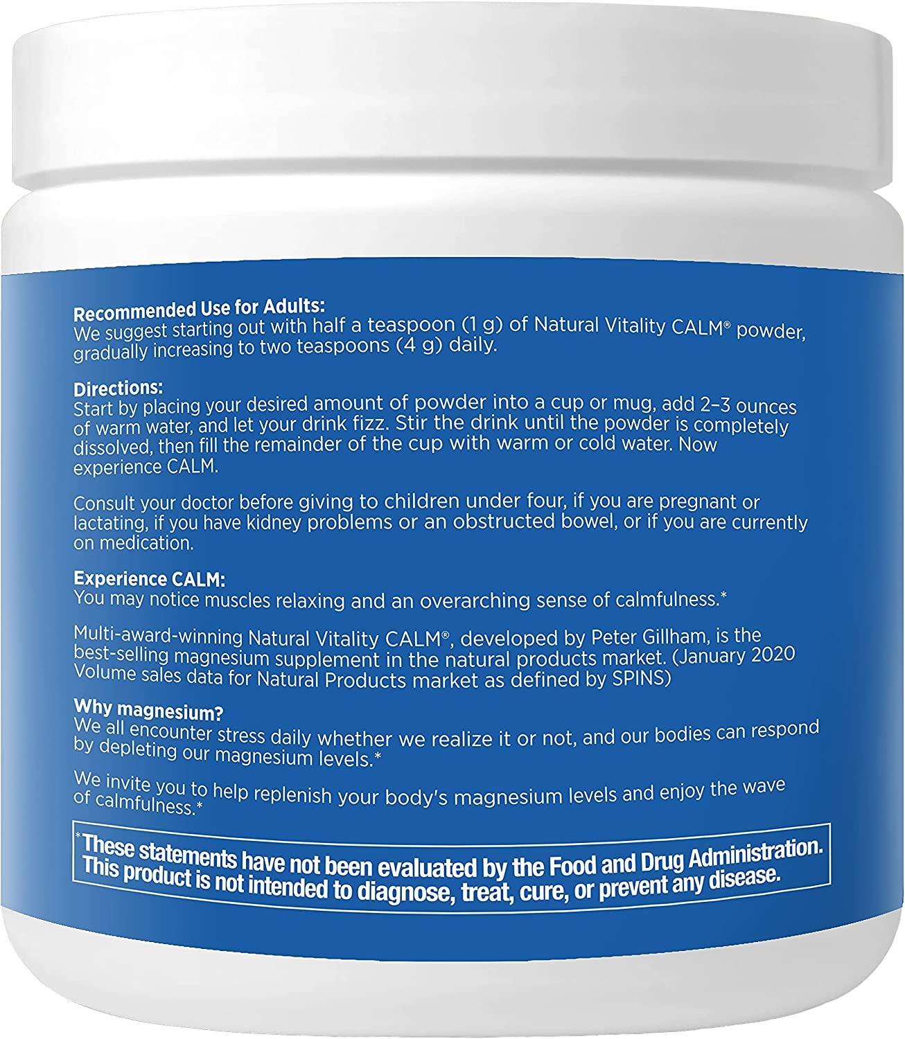 NATURAL VITALITY Sweet Lemon Calm Magnesium Drink Mix, 8 OZ