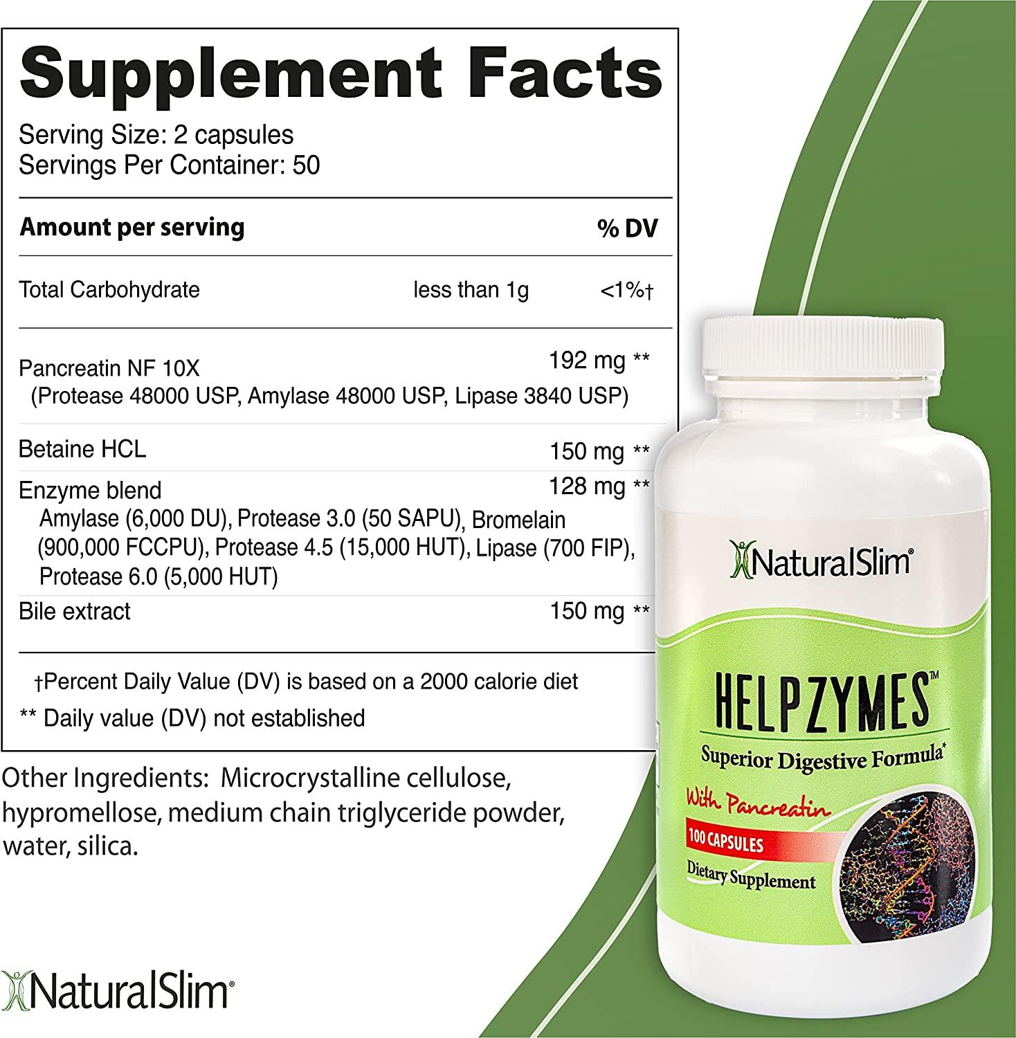 NaturalSlim Helpzymes Digestive Enzymes Superior Digestion