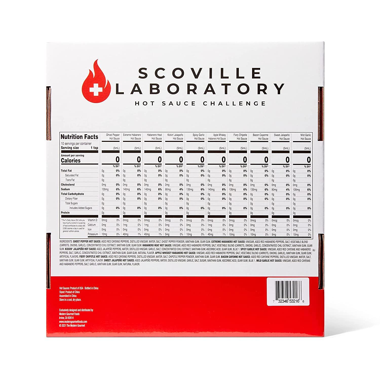 Thoughtfully Gourmet Scoville Laboratory Hot Sauce Challenge Set Includes Display Rack and Hot